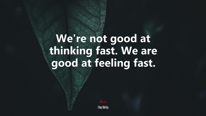 We’re not good at thinking fast. We are good at feeling fast. | Clay Shirky quote