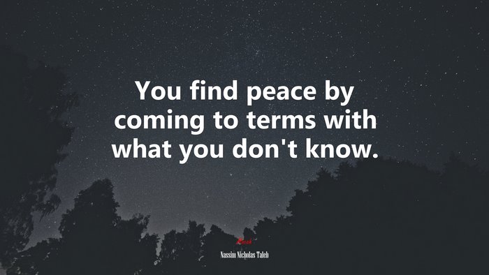You find peace by coming to terms with what you don’t know. | Nassim Nicholas Taleb quote