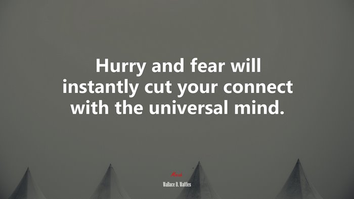 Hurry and fear will instantly cut your connect with the universal mind. | Wallace D. Wattles quote