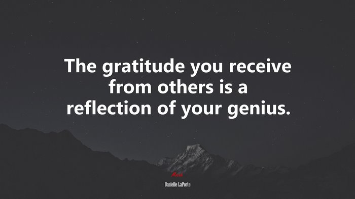 The gratitude you receive from others is a reflection of your genius. | Danielle LaPorte quote