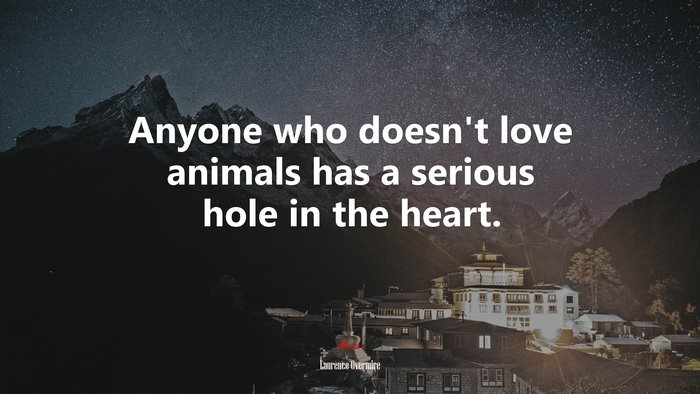 Anyone who doesn’t love animals has a serious hole in the heart. | Laurence Overmire quote