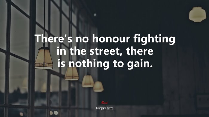 There’s no honour fighting in the street, there is nothing to gain. | Georges St-Pierre quote