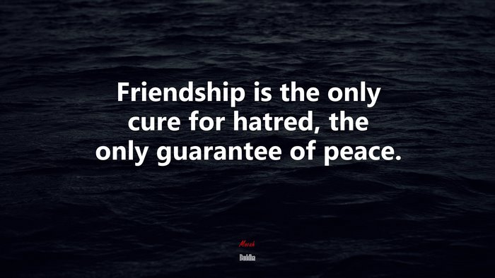 Friendship is the only cure for hatred, the only guarantee of peace. | Buddha quote
