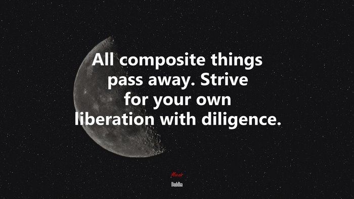 All composite things pass away. Strive for your own liberation with diligence. | Buddha quote