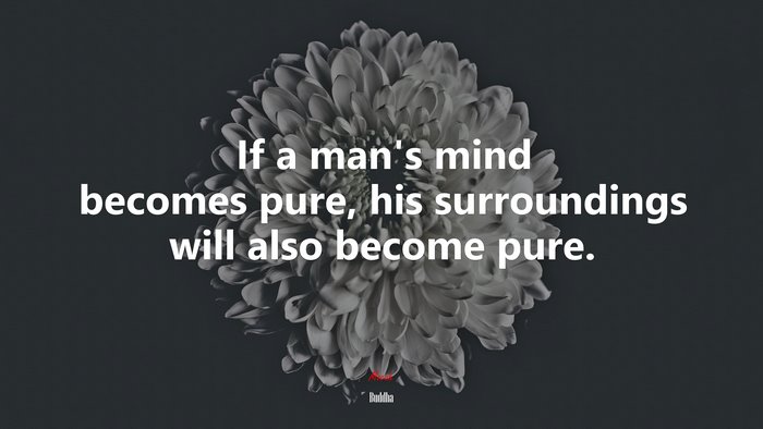 If a man’s mind becomes pure, his surroundings will also become pure. | Buddha quote