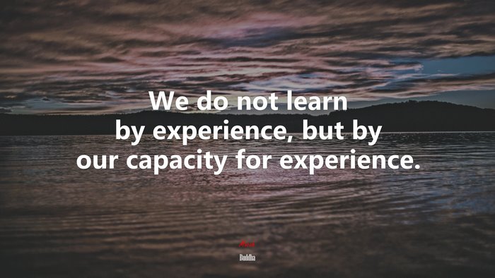 We do not learn by experience, but by our capacity for experience. | Buddha quote