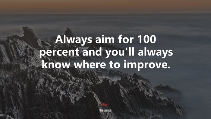 Always aim for 100 percent and you’ll always know where to improve. | Ron Kaufman quote