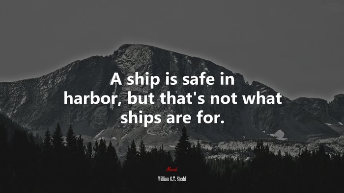 A ship is safe in harbor, but that’s not what ships are for. | William G.T. Shedd quote