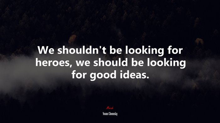 We shouldn’t be looking for heroes, we should be looking for good ideas. | Noam Chomsky quote
