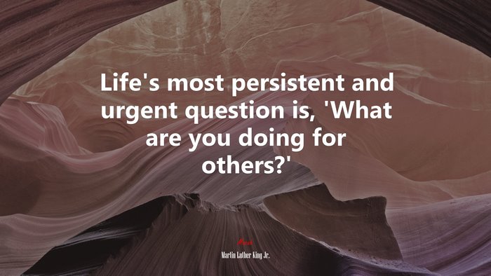Life’s most persistent and urgent question is, ‘What are you doing for others?’ | Martin Luther King Jr. quote