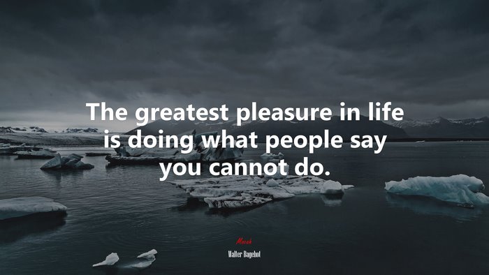The greatest pleasure in life is doing what people say you cannot do. | Walter Bagehot quote