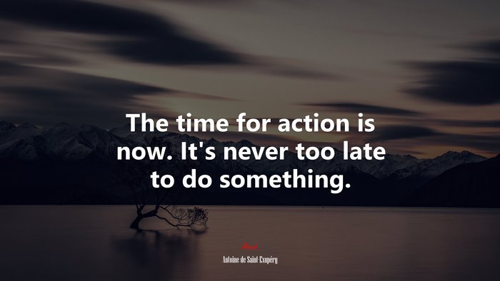 The time for action is now. It’s never too late to do something. | Antoine de Saint-Exupéry quote