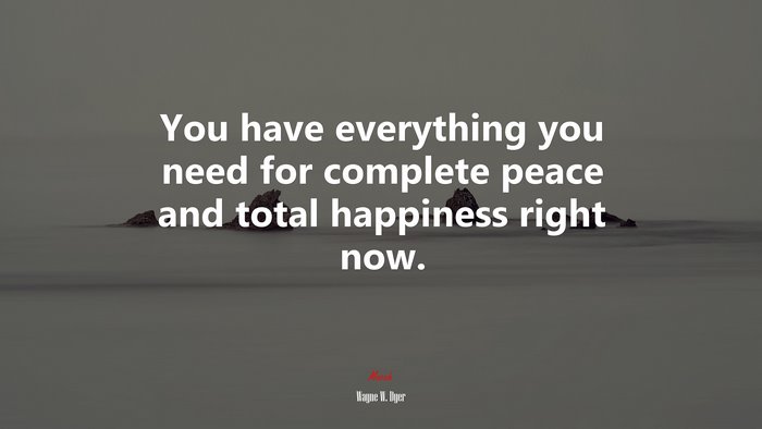 You have everything you need for complete peace and total happiness right now. | Wayne W. Dyer quote