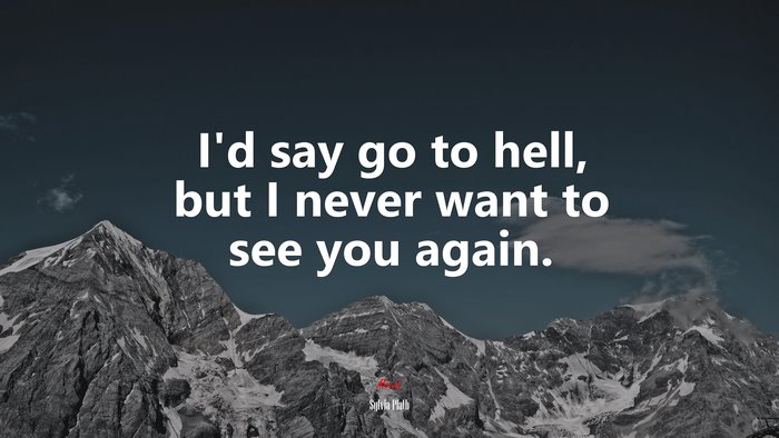 I’d say go to hell, but I never want to see you again. | Sylvia Plath quote