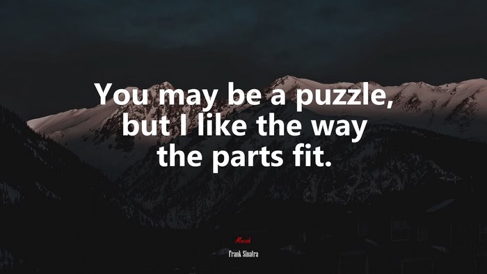 You may be a puzzle, but I like the way the parts fit. | Frank Sinatra quote