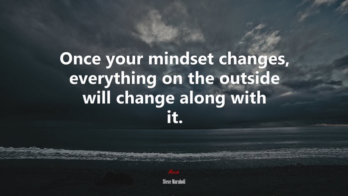 Once your mindset changes, everything on the outside will change along with it. | Steve Maraboli quote