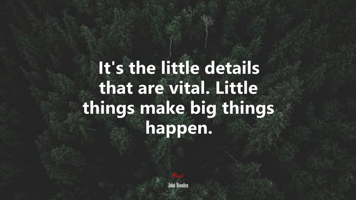 Its the little details that are vital. Little things make big things happen. | John Wooden quote
