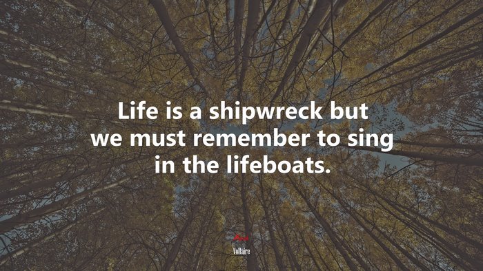 Life is a shipwreck but we must remember to sing in the lifeboats. | Voltaire quote