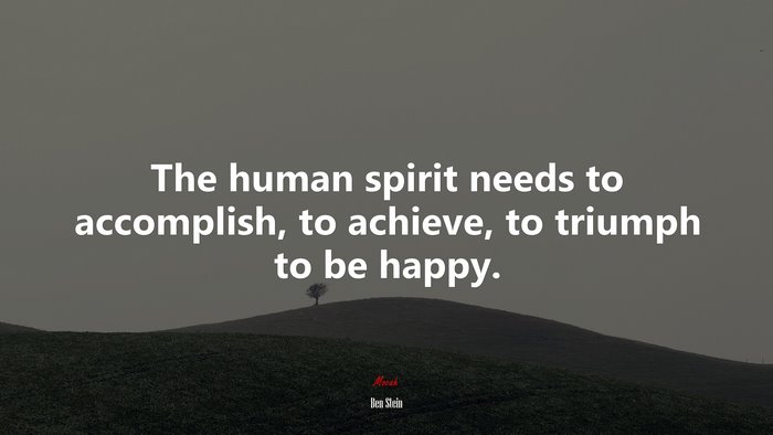 The human spirit needs to accomplish, to achieve, to triumph to be happy. | Ben Stein quote
