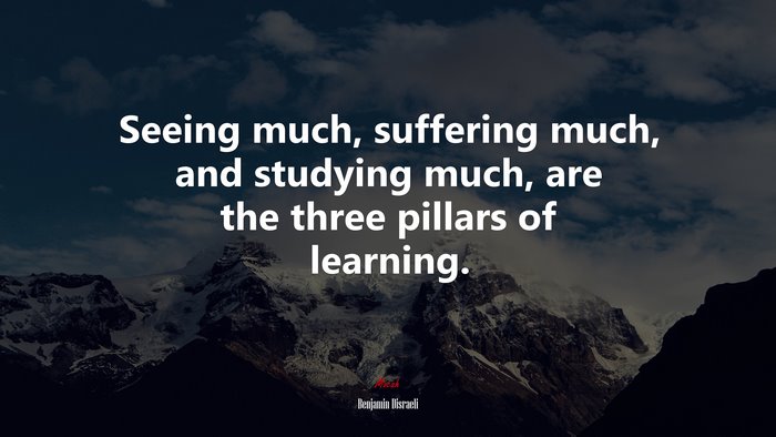 Seeing much, suffering much, and studying much, are the three pillars of learning. | Benjamin Disraeli quote