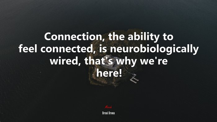 Connection, the ability to feel connected, is neurobiologically wired, that’s why we’re here! | Brené Brown quote