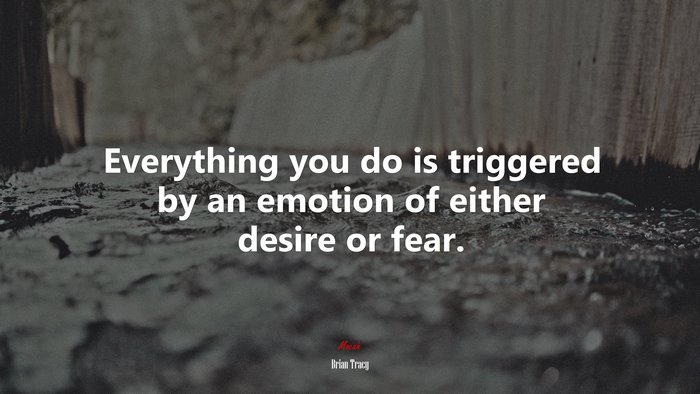 Everything you do is triggered by an emotion of either desire or fear. | Brian Tracy quote