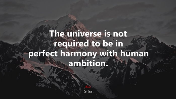 The universe is not required to be in perfect harmony with human ambition. | Carl Sagan quote