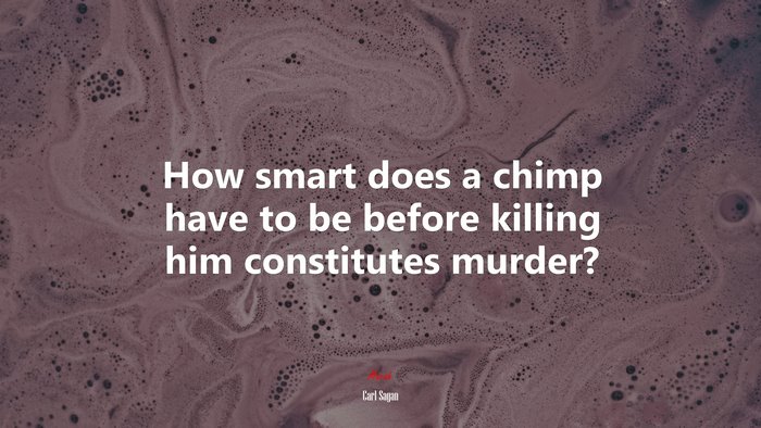 How smart does a chimp have to be before killing him constitutes murder? | Carl Sagan quote