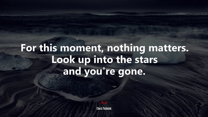For this moment, nothing matters. Look up into the stars and you’re gone. | Chuck Palahniuk quote