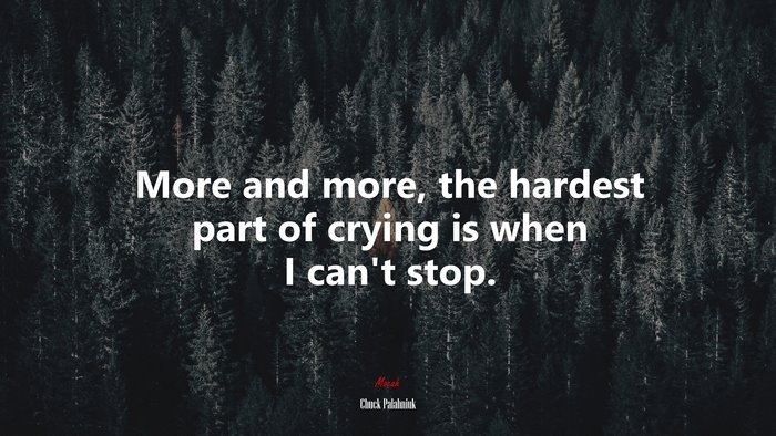 More and more, the hardest part of crying is when I can’t stop. | Chuck Palahniuk quote