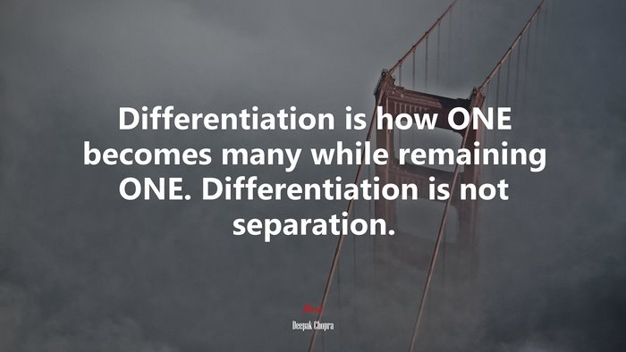 Differentiation is how ONE becomes many while remaining ONE. Differentiation is not separation. | Deepak Chopra quote