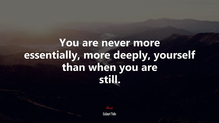 You are never more essentially, more deeply, yourself than when you are still. | Eckhart Tolle quote