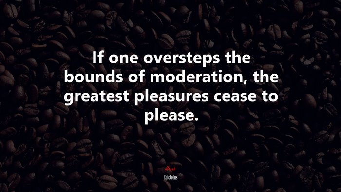 If one oversteps the bounds of moderation, the greatest pleasures cease to please. | Epictetus quote
