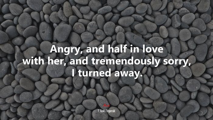Angry, and half in love with her, and tremendously sorry, I turned away. | F. Scott Fitzgerald quote