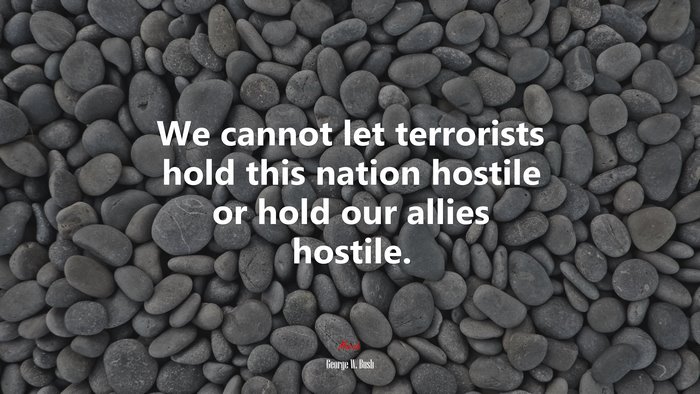 We cannot let terrorists hold this nation hostile or hold our allies hostile. | George W. Bush quote