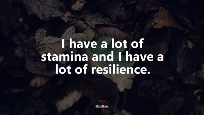 I have a lot of stamina and I have a lot of resilience. | Hillary Clinton quote