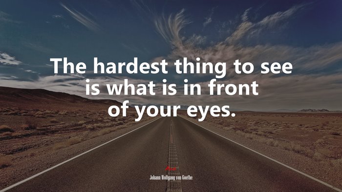 The hardest thing to see is what is in front of your eyes. | Johann Wolfgang von Goethe quote