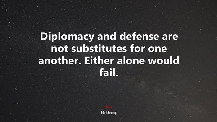 Diplomacy and defense are not substitutes for one another. Either alone would fail. | John F. Kennedy quote