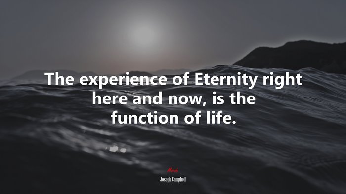 The experience of Eternity right here and now, is the function of life. | Joseph Campbell quote