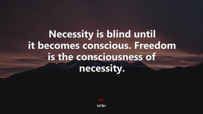 Necessity is blind until it becomes conscious. Freedom is the consciousness of necessity. | Karl Marx quote