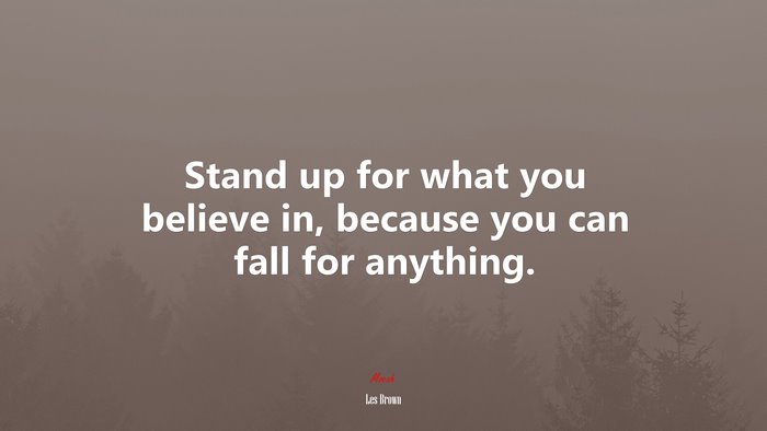 Stand up for what you believe in, because you can fall for anything. | Les Brown quote