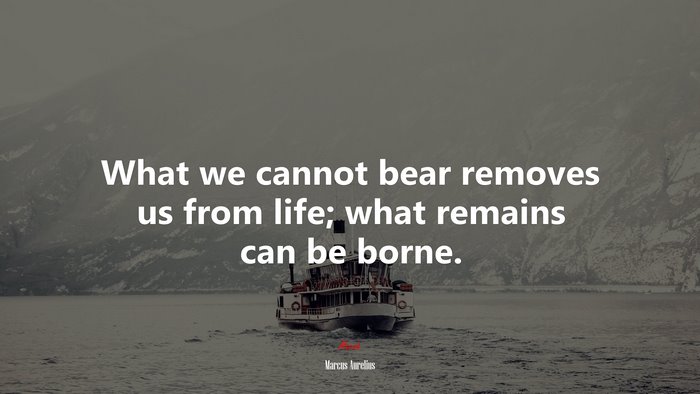 What we cannot bear removes us from life; what remains can be borne. | Marcus Aurelius quote