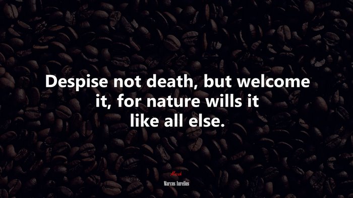 Despise not death, but welcome it, for nature wills it like all else. | Marcus Aurelius quote