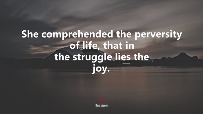 She comprehended the perversity of life, that in the struggle lies the joy. | Maya Angelou quote