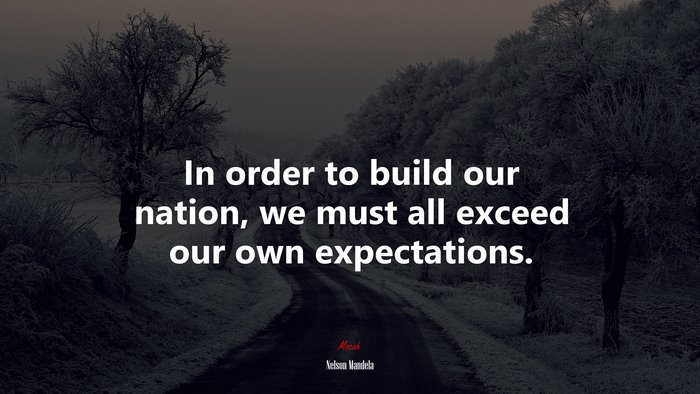 In order to build our nation, we must all exceed our own expectations. | Nelson Mandela quote
