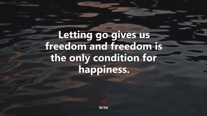 Letting go gives us freedom and freedom is the only condition for happiness. | Nhat Hanh quote
