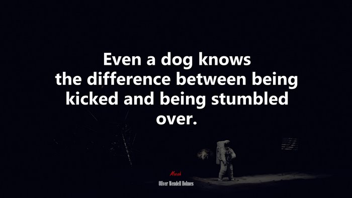 Even a dog knows the difference between being kicked and being stumbled over. | Oliver Wendell Holmes quote