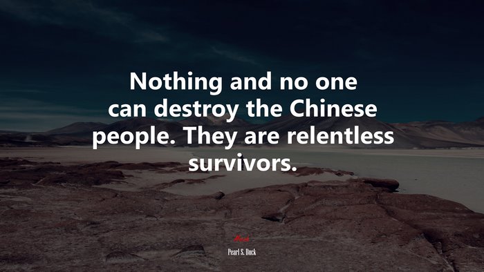 Nothing and no one can destroy the Chinese people. They are relentless survivors. | Pearl S. Buck quote