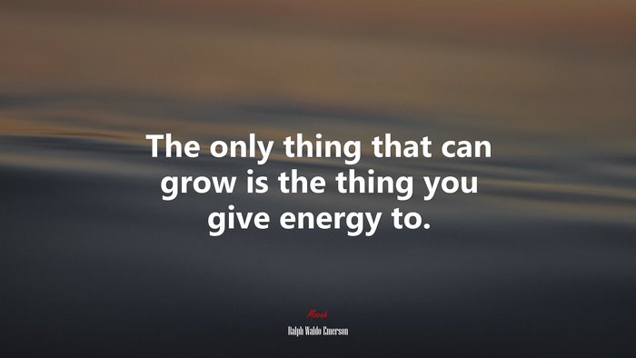 The only thing that can grow is the thing you give energy to. | Ralph Waldo Emerson quote