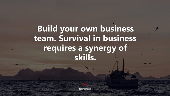 Build your own business team. Survival in business requires a synergy of skills. | Richard Branson quote